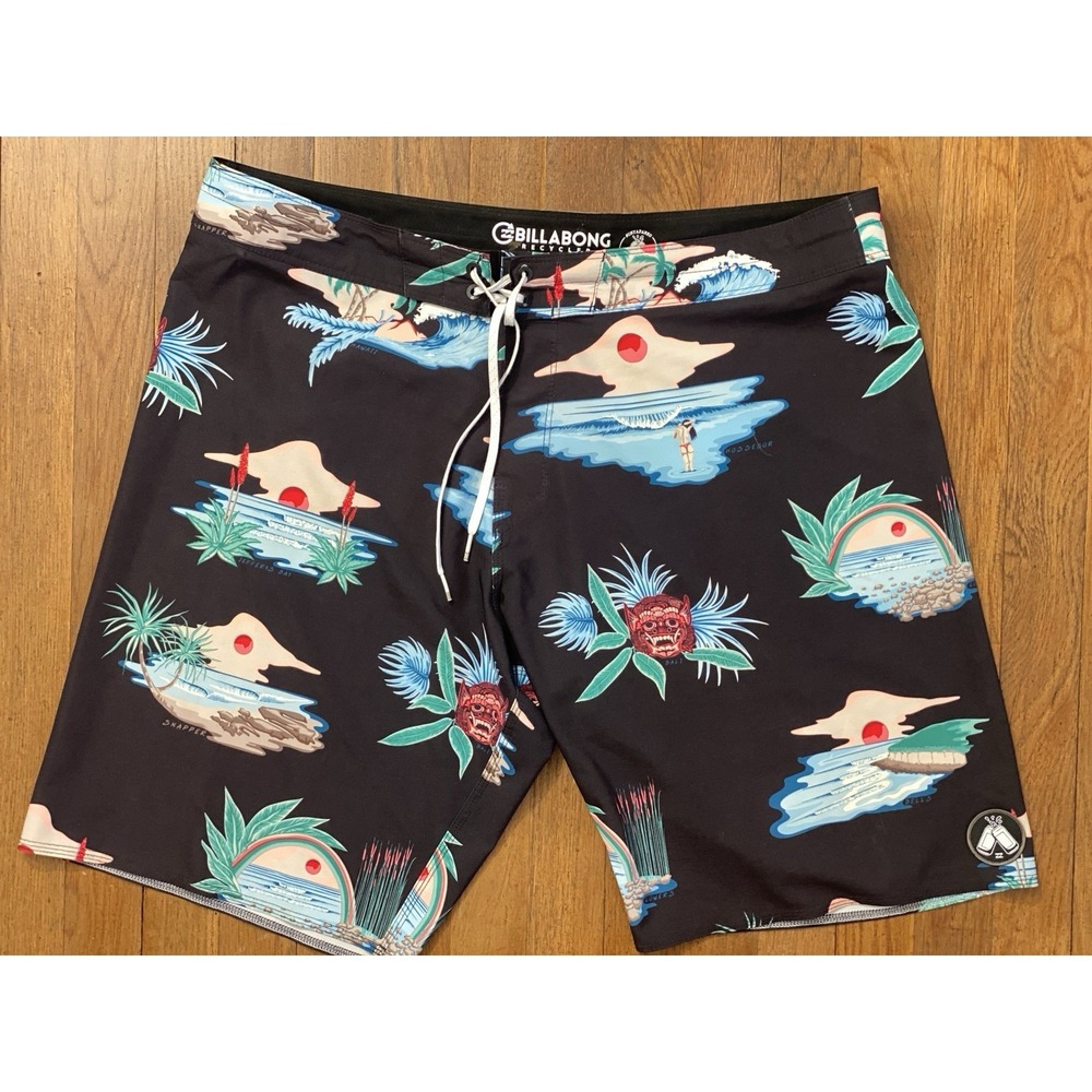 Men's Billabong Boardshort Sundays Pro Hawaiian Tropical All Over Print Black 38
